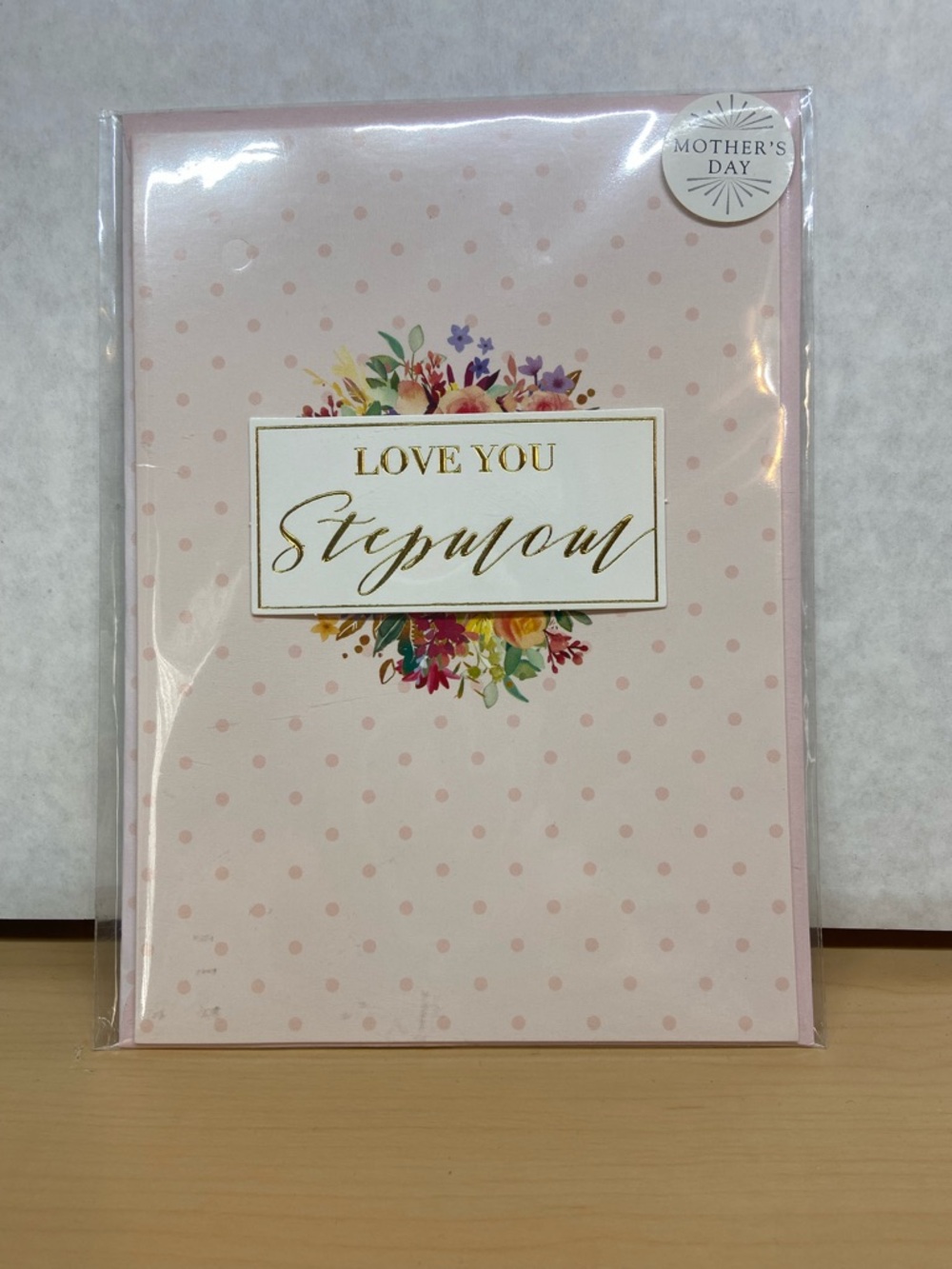 Love You Stepmom Floral Mother's Day Card - Pink Polka Dot